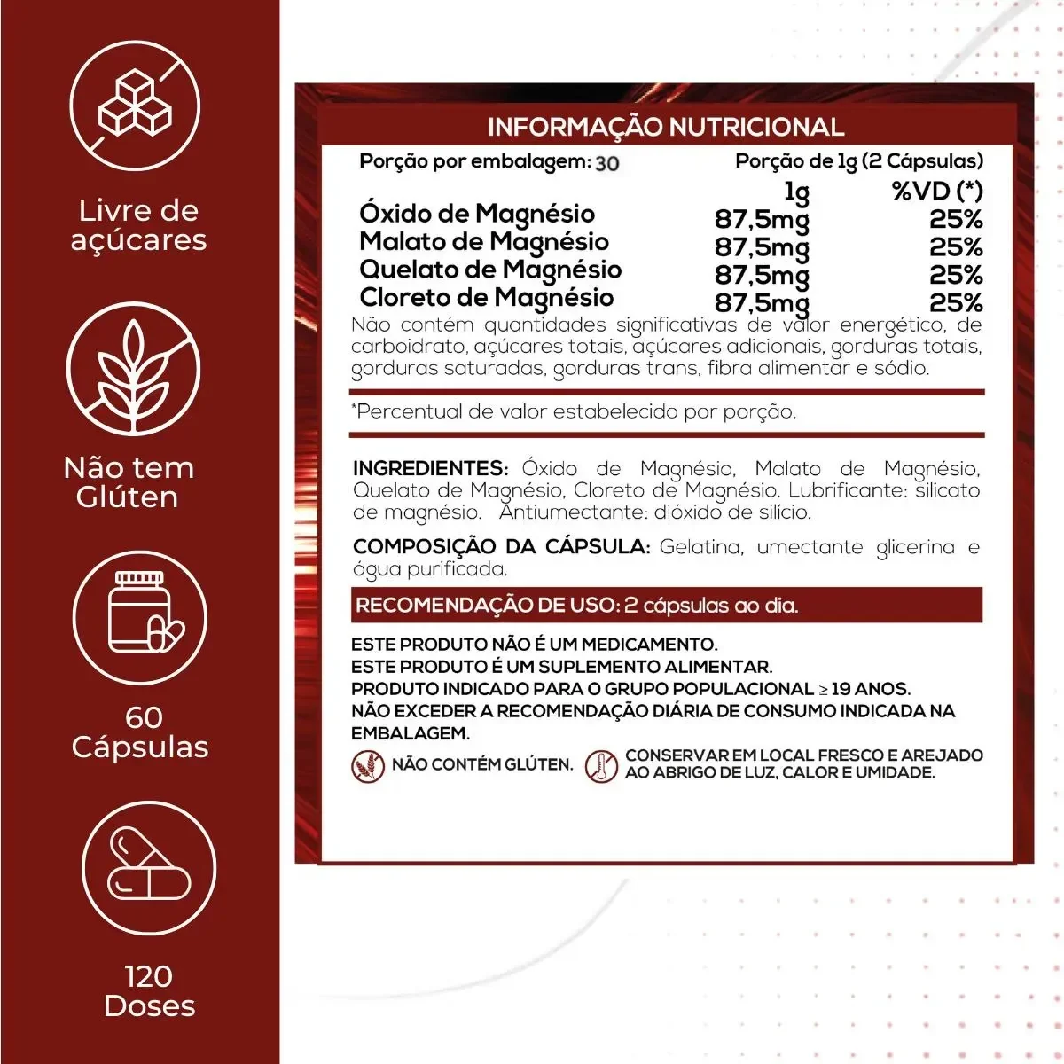 Tabela nutricional do Tetra Magnésio